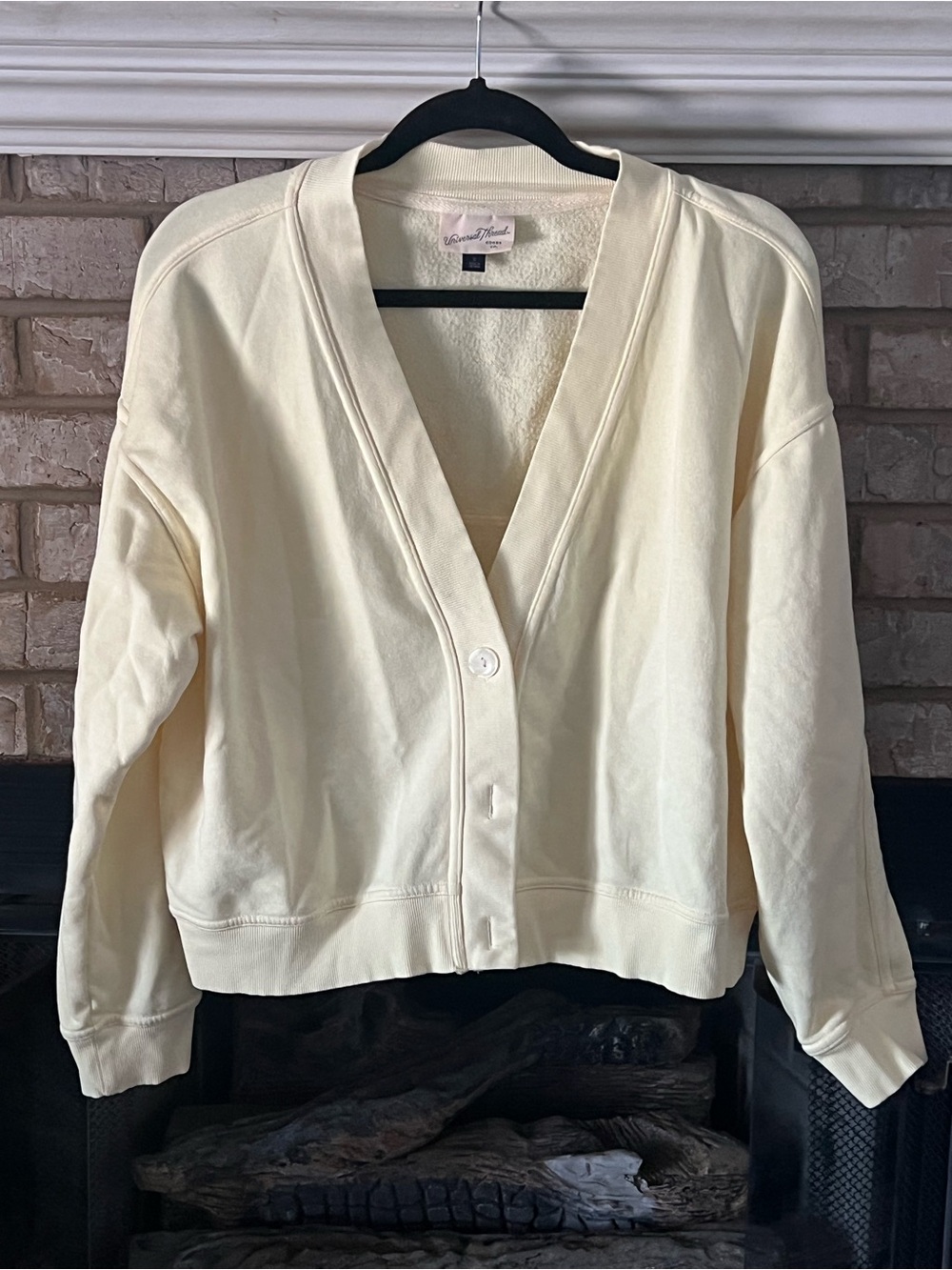 Yellow Button-Front Cardigan Sweatshirt